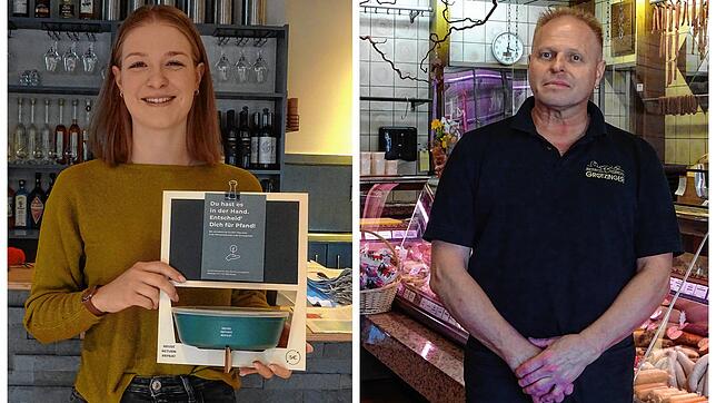 &bdquo;Zu viel Verpackungsmüll&ldquo;, dachte sich Sara Flaig (links) und bietet in ihrem Restaurant für das Essen zum Mitnehmen jetzt ...