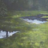 Landschaft zwischen Fotorealismus und Abstraktion, gemalt von Axel Schwerda.