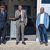 V.l.n.r.: Gerd Wimmer, Kommandant der Gesamtfeuerwehr, Oberbürgermeister Erik Pauly und der Pfohrener Ortsvorsteher Gerhard Feucht.
