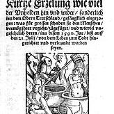 Eine Seite aus der im Jahr 1590 erschienenen „Erweiterten Unholden Zeitung“: Publikationen wie diese verbreiteten den Hexenglauben in ...