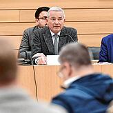 Thomas Strobl spricht im Landtag vor dem Innenausschuss zu den Tumulten um den politischen Aschermittwoch der Partei Bündnis 90/Die ...