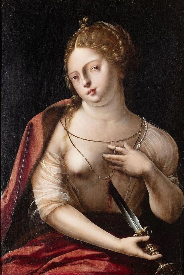 Mit Messer und entblößtem Busen: Cornelis Bazelaeres „Lucretia“ (um 1530).