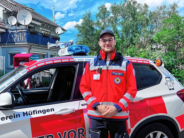 Dominic Kocher, Leiter der Helfer vor Ort, der zusammen mit fünf Kollegen die Städte Hüfingen und Bräunlingen bei Notfällen mit erste ...