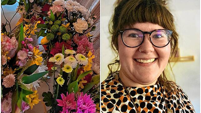 Zum Blumenbinden (links) kamen schon bis zu 15 Frauen, zum Kerzen bemalen sollen es ähnlich so viele sein. Die Singener Pfarrerin Sofie ...