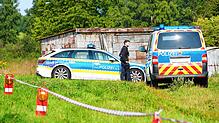 Das abgesperrte Gebiet im Westerwald, in dem die Leiche des gesuchten Dreifach-Mörders gefunden wurde.