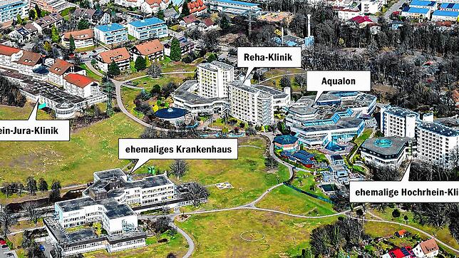 Blick auf das einstige Bad Säckinger Kurgebiet: Die Rehaklinik ist die letzte Kurklinik aus der ursprüglichen Keimzelle des Bad ...