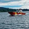Das Wangener Einsatzboot der DLRG Öhningen auf dem Bodensee.