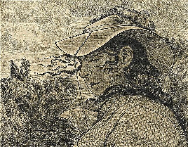 Hans Thoma: Bildnis mit Florentinerhut, 1898.