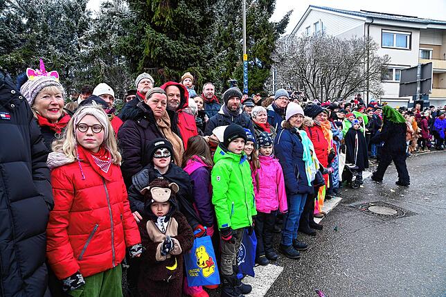 Bild 21: So feiern die Zuschauer am Straßenrand beim Narrentreffen in Dauchingen mit