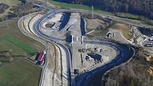 Dauerbaustelle: Die A 98 bei Rheinfelden-Ost bleibt eine Baustelle. Das Foto zeigt den Autobahnabschnitt im Jahr 2022 kurz nach der ...