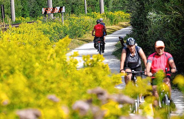 Der Fuß- und Radweg zwischen Radolfzell und Markelfingen entlang der Bahnlinie.