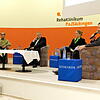 Die Bewerber Angelo De Rosa, Alexander Guhl und Gesche Roestel stellten sich bei der SÜDKURIER-Podiumsdiskussion im Pavillon des ...