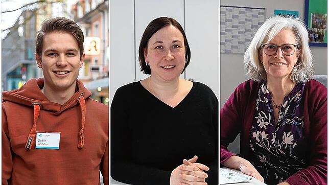 Lukas Walter (von links) fängt gerade jetzt in der Pflege an, Andrea Fleischhaker-Franke ist schon lange dabei und Eveline Fendrich hat ...