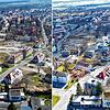 Blick auf das Konversionsgelände entlang der Villinger Straße vom Buchberg aus. Im linken Bild aus dem Jahr 2020 sind freie Flächen ...
