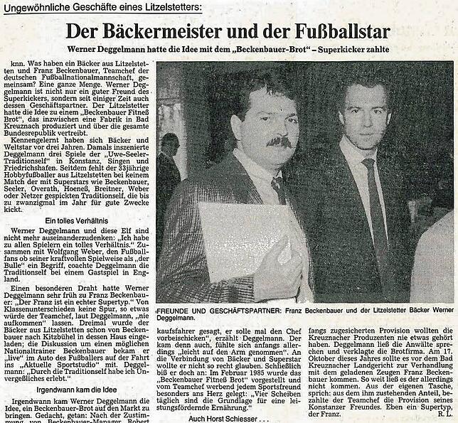So berichtete der SÜDKURIER 1986 über Deggelmann und Beckenbauer.