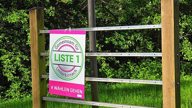 Mit einem eigenen Wahlplakat wirbt die neue Unterkirnacher Liste „Gemeinsam für Unterkirnach“ als Liste 1für sich im Wahlkampf.
