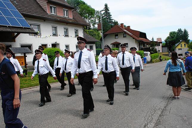 Bild 1: Gute Laune beim Bezirksmusikfest in Lausheim