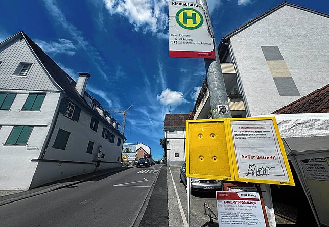 Aktuell ist die Haltestelle Kindlebildstraße stadtauswärts aufgrund einer Baustelle außer Betrieb.