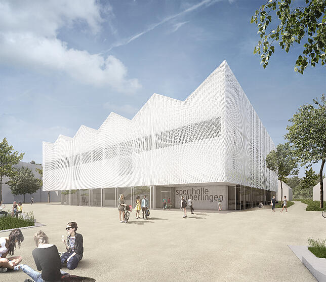 So stellen sich wulf Architekten die neue Sporthalle auf dem Schulcampus vor.