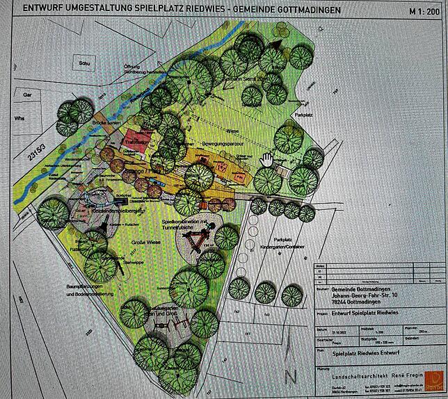 Viel Grün hat der Landschaftsarchitekt René Fregin auf dem Abenteuerspielplatz Riedwies in Gottmadingen eingeplant. Der Entwurf fand ...