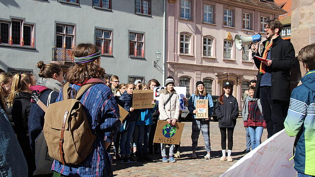 Insgesamt 120 Schüler standen auch diesmal wieder auf dem Münsterplatz, um zu demonstrieren.