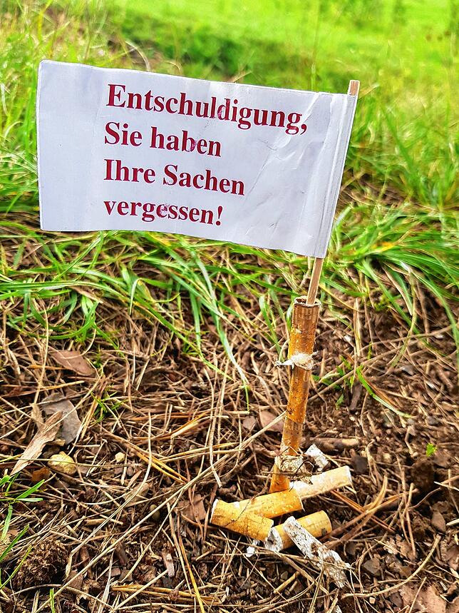 Überall in der Natur finden sich achtlos weggeworfene Kippen.