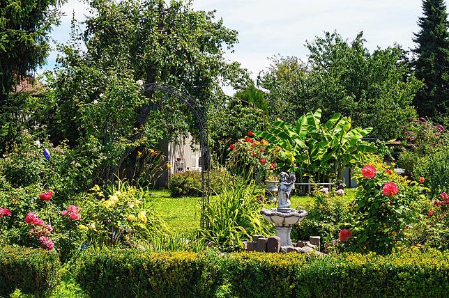 Immer wieder finden sich entzückende Gartenblicke auf der Insel Reichenau.