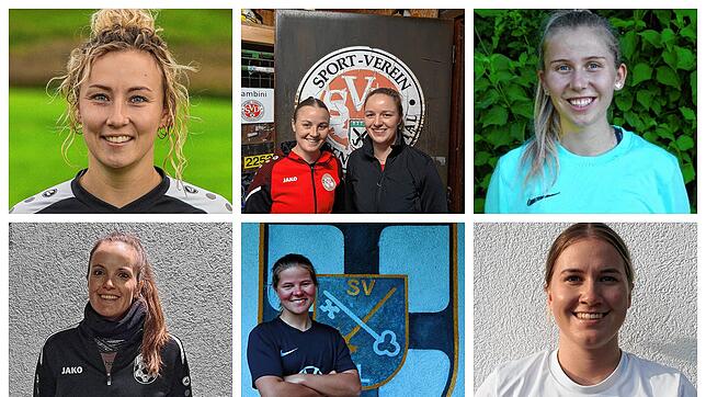 Sechs Kapitäninnen unserer Frauen-Serie: Nadine Möll von der SG Aach-Linz/Denkingen II (oben, von links), Corinna Knisel und Maike ...
