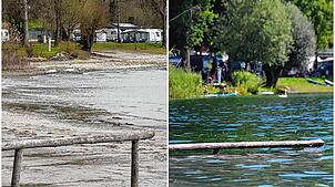 Ungewöhnlich: Während im Frühjahr am Bodensee Niedrigwasser herrschte, ist der See im August, dank des vielen Regens im Juli, wieder gut ...