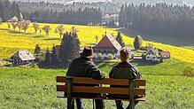 Miteinander auf dem Bänkle: Hermann (Wolfgang Hepp) und Johanna Faller (Ursula Cantieni) blicken auf ihren Fallerhof.