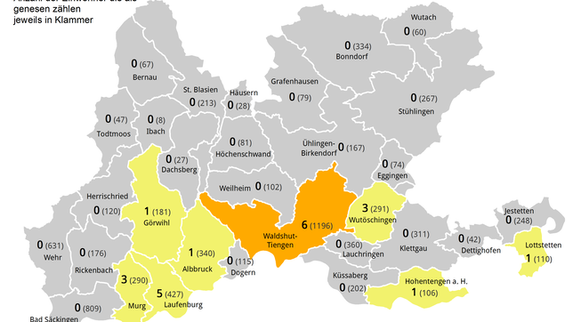 Am Donnerstag, 24. Juni, gibt es im Landkreis Waldshut 21 aktive Corona-Fälle.
