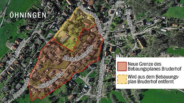 Um diese geplante Änderung des Bebauungsplans ging es in der jüngsten Sitzung des Gemeinderats. Quelle Gemeinde Öhningen, Bild Google Earth