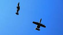Zwei Kampfflugzeuge A10 der US-Airforce. Bei der Übung &bdquo;Air Defender 2023&ldquo; vom 12. bis 23. Juni unter deutscher Führung ...