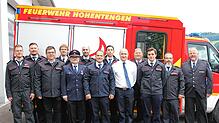 Beförderungen und Ehrungen bei der Feuerwehr Hohentengen (von links): Frank Teufel (Beförderung Oberfeuerwehrmann), Lukas Stelter ...
