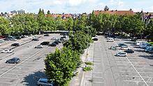 Der Konstanzer Parkplatz Döbele im Juni 2024: So leer dürfte er am Wochenende wohl nicht bleiben.