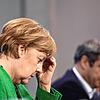 Bundeskanzlerin Angela Merkel (CDU) und Bayerns Ministerpräsident Markus Söder (CSU) bei der Pressekonferenz nach den Beratungen.