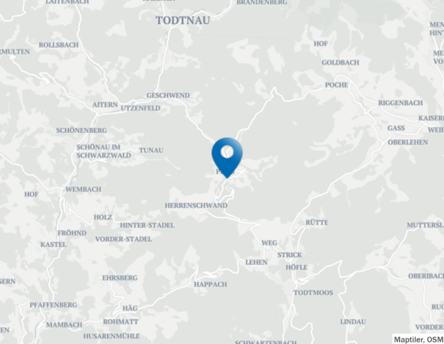 Todtnau und die Ortsteile. Markiert ist Präg.