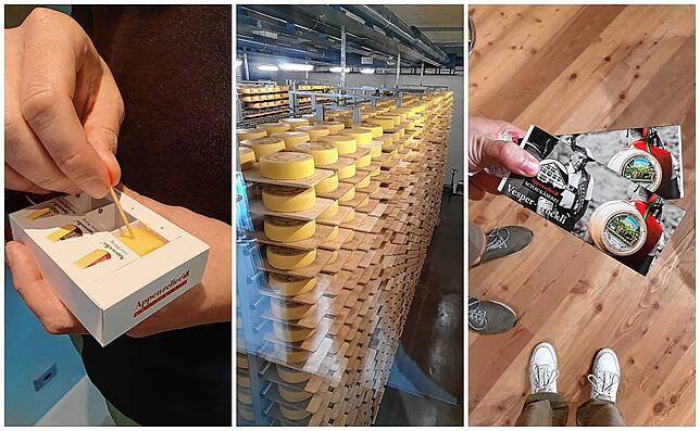 Eindrücke der Schaukäserei Appenzell: Erst Käse probieren, dann die Produktion ansehen und verstehen.
