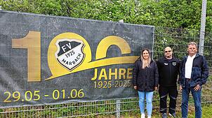 Olivia Baschnagel, Stephan Jahn und Matthias Konegen vom Organisationsteam freuen sich auf ein langes Festwochenende zum 100-jährigen ...