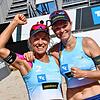 Das Nationalteam Julia Sude (links) und Karla Borger 2020 im Achtelfinale am Timmendorfer Strand.