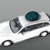 Zusammengefahren schrumpft die Dachbox auf 60 auf 80 Zentimeter Größe.