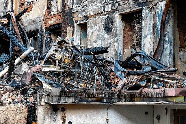 Bild 6: Villingen nach der Brandkatastrophe: Nun zeigt sich das Ausmaß der Zerstörungen