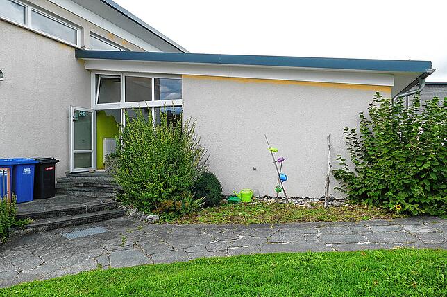 Hier soll der rund 45 Quadratmeter große Anbau am Kinderhaus Sonnenschein in Kreenheinstetten entstehen.