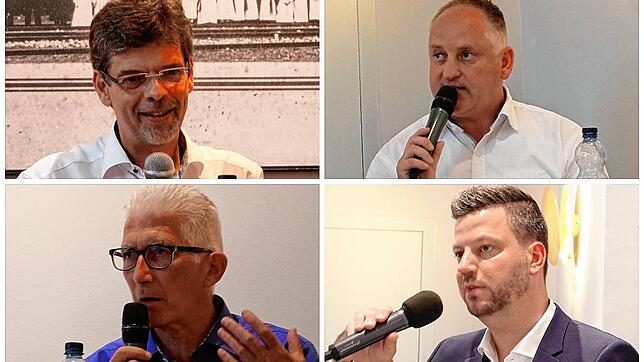 Amtsinhaber Georg Riedmann (oben, von links), Markus Lauffer, Klaus Schultz, Alexander Kauderer.