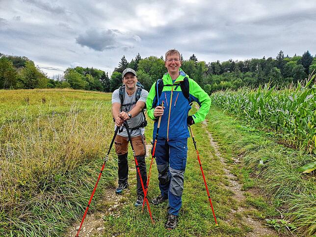 Oliver Bock und Matthias Back (von links) sind Vorsitzende des Schwarzwaldvereins Tengen und Wanderführer. Der Verein bietet neben ...