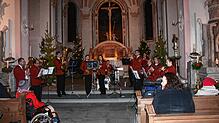 Die Bläsergruppe des Musikvereins Blumegg glänzte beim Adventskonzert des Sängerbunds Stühlingen. Bild: Ingrid Mann