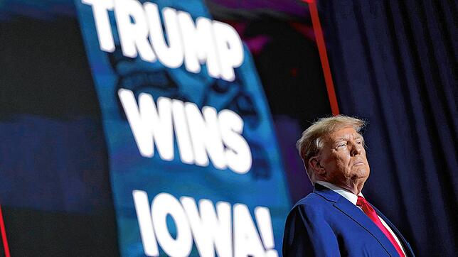 Donald Trump, ehemaliger Präsident der USA, am 15. Januar 2024. Bei der ersten Vorwahl der Republikaner um die ...