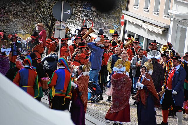 Bild 11: Bilder vom Einmarsch der Gliederungen des Narrengericht zum Bürgerhaus