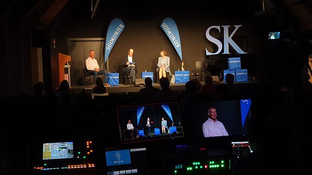 Diskutieren bei der Podiumsdiskussion über die Zukunft von Salem: Manfred Härle, Stefan Hilser und Birgit Baur (von links nach rechts).