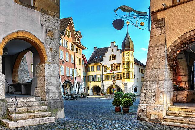 Die malerische Altstadt der Stadt Biel.